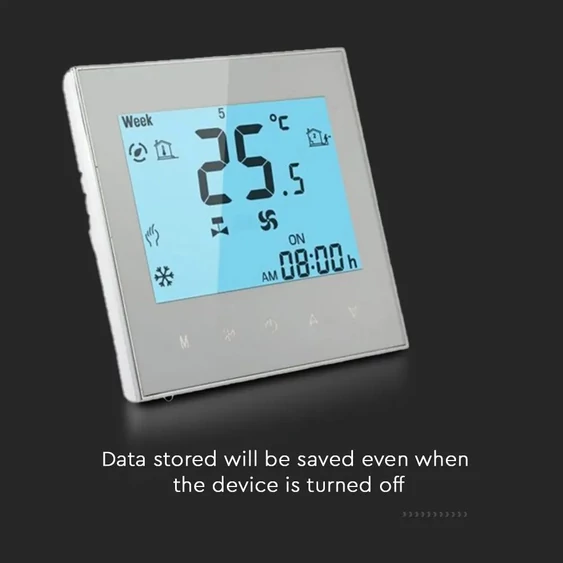 V-TAC Smart - okostelefonról is irányítható, WiFi termosztát - SKU 7908