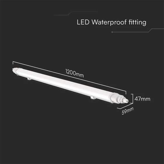 V-TAC sorolható 36W beépített LED-es 120cm armatúra, természetes fehér, IP65 (L-széria) - SKU 23083