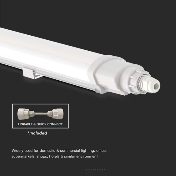 V-TAC sorolható 36W beépített LED-es 120cm armatúra, természetes fehér, IP65 (L-széria) - SKU 23083