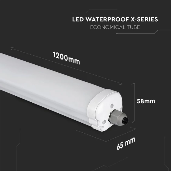 V-TAC LED lámpa 120cm 24W IP65 természetes fehér, 160 Lm/W (X-széria) - SKU 216485