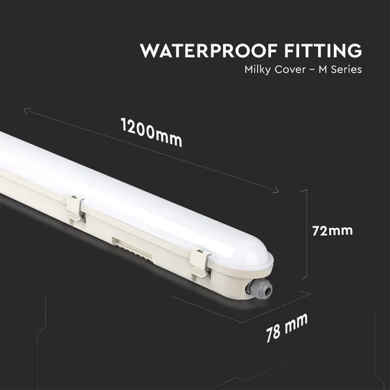 V-TAC LED lámpa 120cm 60W IP65 hideg fehér, 120 Lm/W (M-széria) - SKU 20474