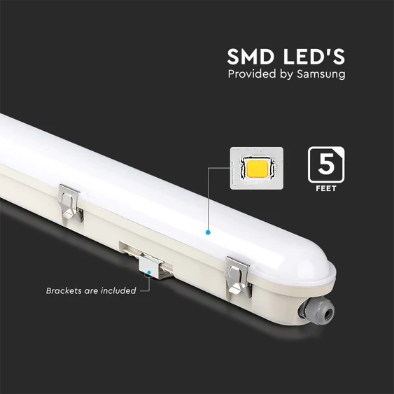 V-TAC LED lámpa 150cm 48W IP65, vészakkuval, természetes fehér, 120 Lm/W (M-széria) - SKU 2120221