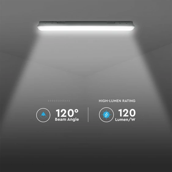 V-TAC LED lámpa 150cm 48W IP65, vészakkuval, természetes fehér, 120 Lm/W (M-széria) - SKU 2120221