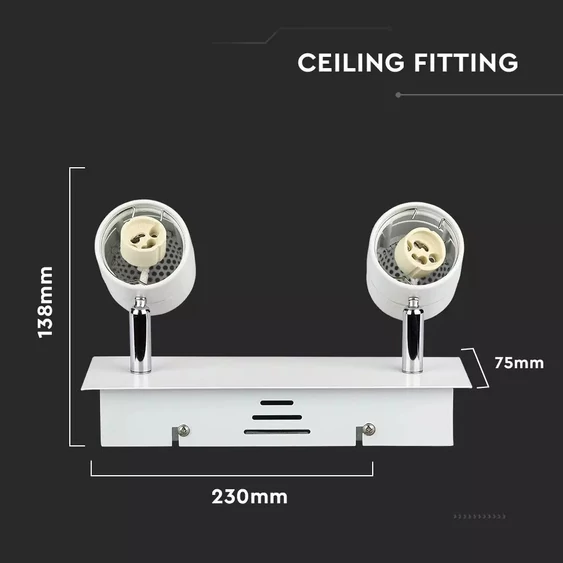 2*GU10 Surface Mount Fitting White Body