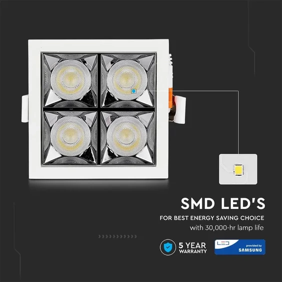 V-TAC süllyeszthető 12° mélysugárzó LED lámpa 16W természetes fehér - SKU 977