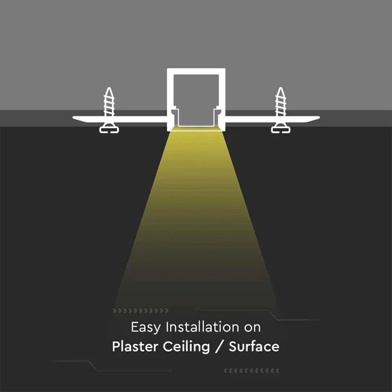Led Strip Mounting Kit With Diffuser Aluminum Milky Gypsum Narrow 2000MM