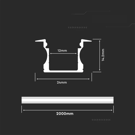 Led Strip Mounting Kit With Diffuser Aluminum 2000* 23*15.5MM Milky