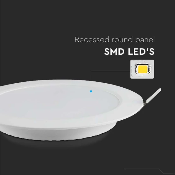 V-TAC süllyeszthető, műanyag házas, kerek LED panel 3W, hideg fehér - SKU 7857