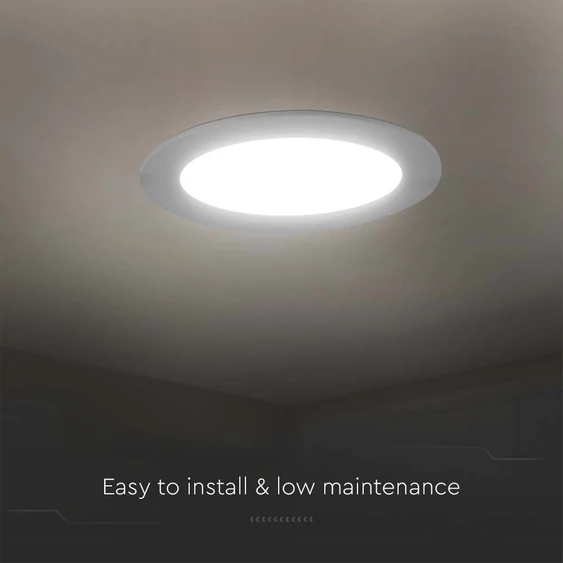 V-TAC süllyeszthető, műanyag IP20, kerek LED panel 6W, meleg fehér - SKU 7858