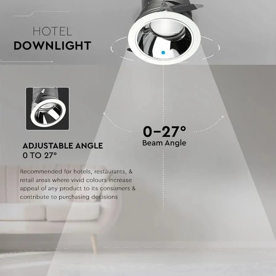 15W LED COB Hotel Downlight 24'D 3000K