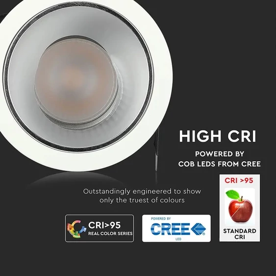 V-TAC süllyeszthető LED COB mélysugárzó lámpa UGR<19 CRI>95 6W meleg fehér - SKU 1479