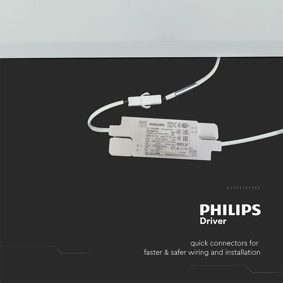 V-TAC süllyeszthető LED panel hideg fehér 40W 60 x 60cm, Philips tápegységgel - SKU 23823