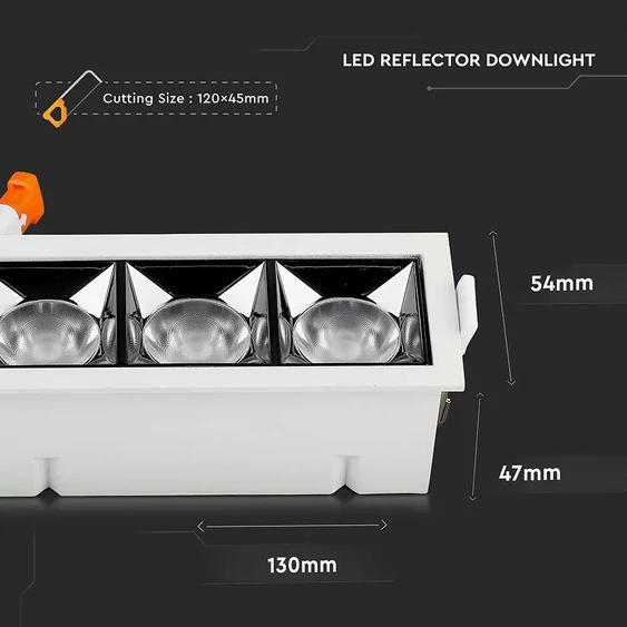 V-TAC süllyeszthető LED SMD mélysugárzó lámpa UGR<19 CRI>90 12W 12° hideg fehér - SKU 973