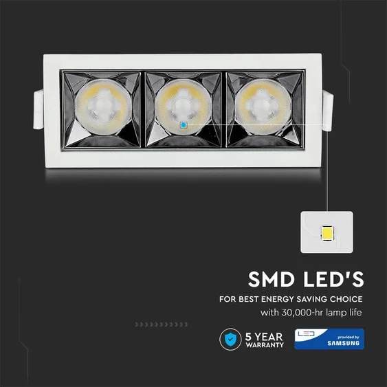 V-TAC süllyeszthető LED SMD mélysugárzó lámpa UGR<19 CRI>90 12W 12° hideg fehér - SKU 973