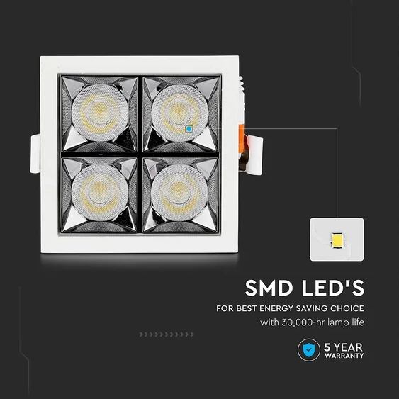 V-TAC süllyeszthető 38° mélysugárzó LED lámpa 16W hideg fehér - SKU 991