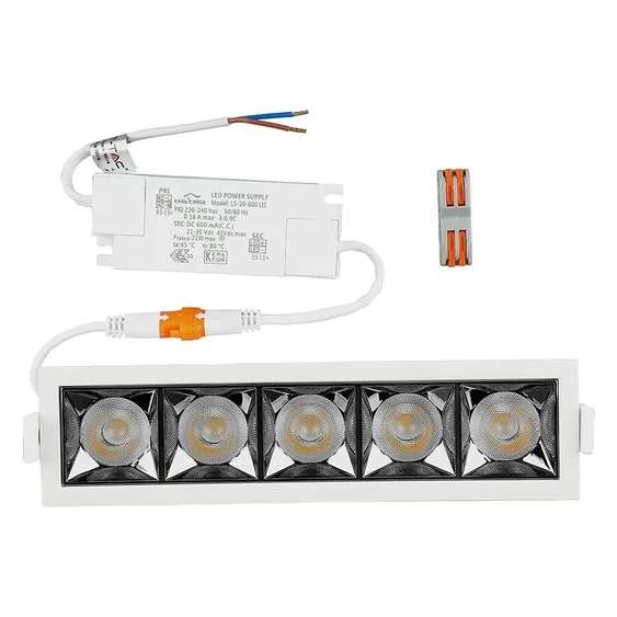V-TAC süllyeszthető 38° mélysugárzó LED lámpa 20W hideg fehér - SKU 994