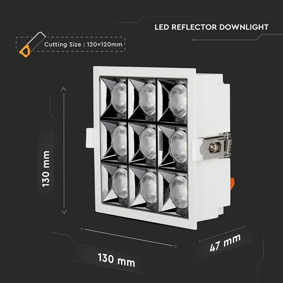 V-TAC süllyeszthető 38° mélysugárzó LED lámpa 36W hideg fehér - SKU 997