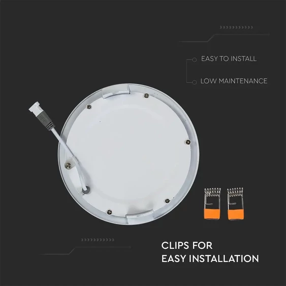 V-TAC süllyeszthető mennyezeti kerek LED panel 12W meleg fehér - SKU 4857