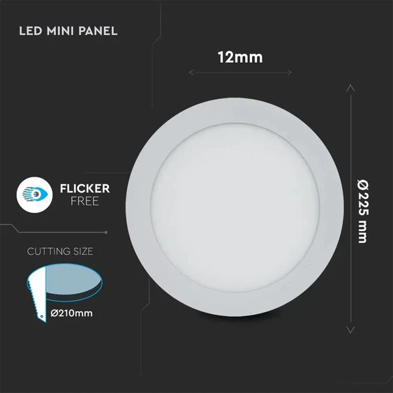 V-TAC süllyeszthető mennyezeti kerek LED panel 18W természetes fehér - SKU 4861