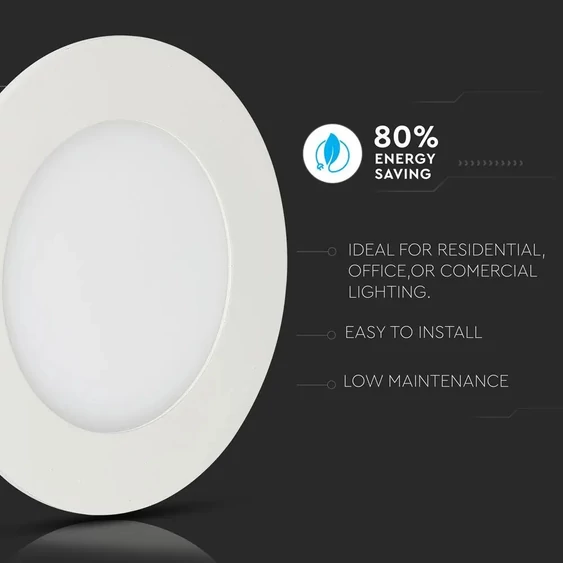 V-TAC süllyeszthető mennyezeti kerek LED panel 24W meleg fehér - SKU 724