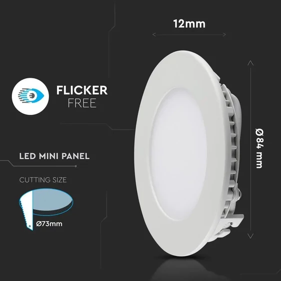 V-TAC süllyeszthető mennyezeti kerek LED panel 3W természetes fehér - SKU 6293