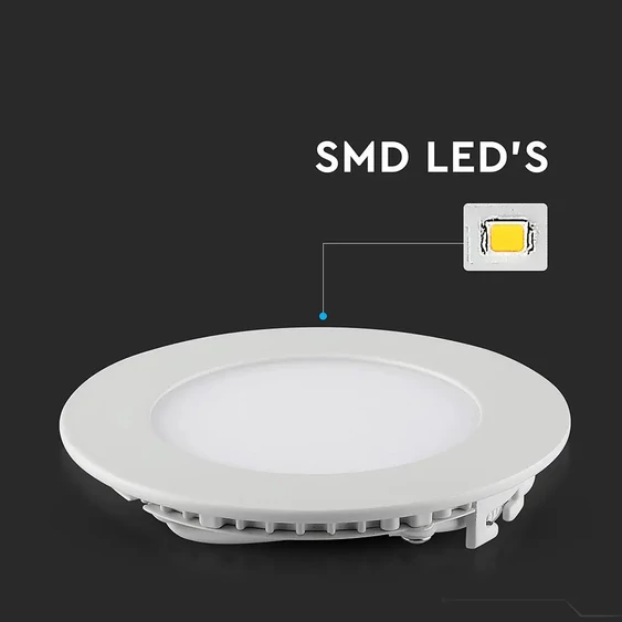 V-TAC süllyeszthető mennyezeti kerek LED panel 6W hideg fehér - SKU 4856