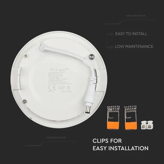 V-TAC süllyeszthető mennyezeti kerek LED panel 6W hideg fehér - SKU 4856