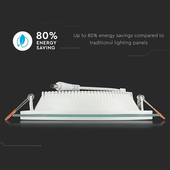 18W LED Panel Downlight Glass - Round  6400K