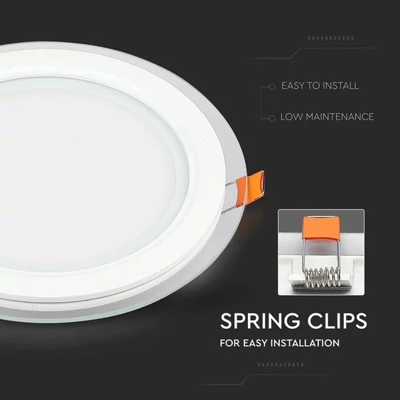 18W LED Panel Downlight Glass - Round  6400K