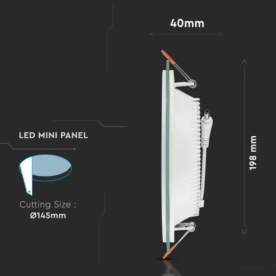 18W LED Panel Downlight Glass - Round  4000K