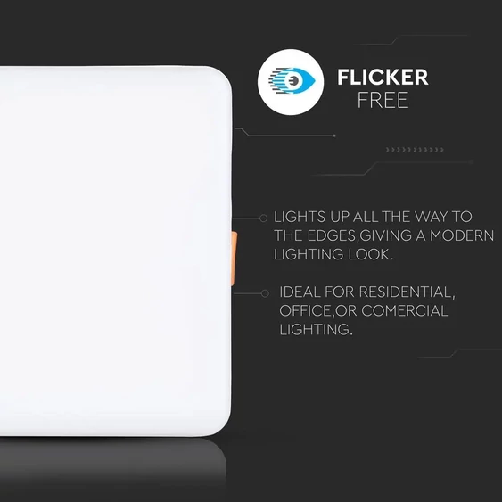 V-TAC süllyeszthető mennyezeti szögletes LED panel 12W hideg fehér - SKU 732