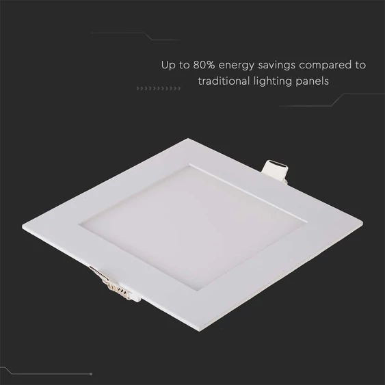 V-TAC süllyeszthető szögletes fémházas LED panel 12W meleg fehér - SKU 214866