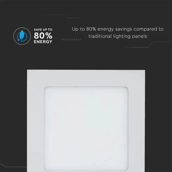 V-TAC süllyeszthető mennyezeti szögletes LED panel 12W meleg fehér - SKU 4866