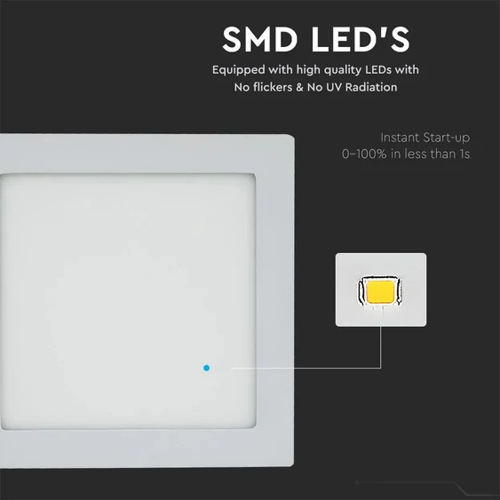 V-TAC süllyeszthető mennyezeti szögletes LED panel 18W hideg fehér - SKU 4871