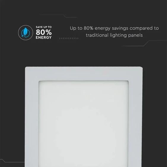 V-TAC süllyeszthető mennyezeti szögletes LED panel 18W hideg fehér - SKU 4871