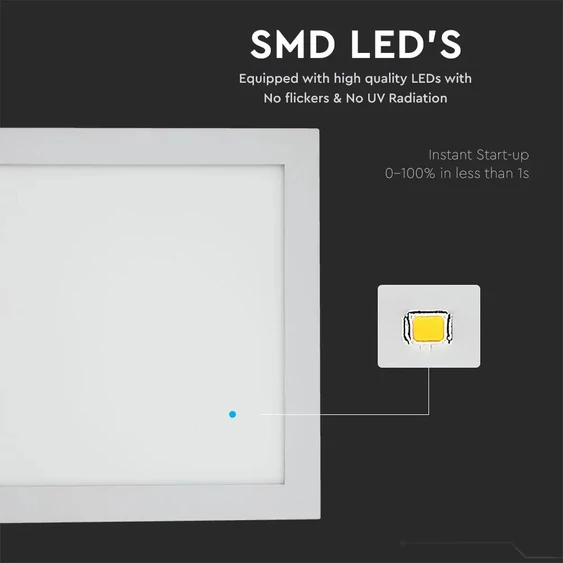V-TAC süllyeszthető mennyezeti szögletes LED panel 24W meleg fehér - SKU 4887