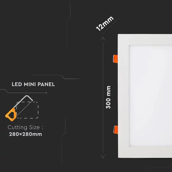 V-TAC süllyeszthető mennyezeti szögletes LED panel 36W természetes fehér - SKU 6430