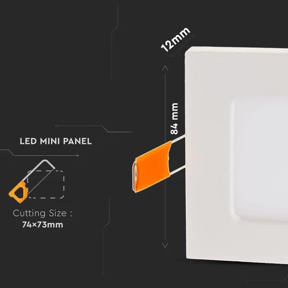 3W LED Premium Panel Downlight - Square 6000K