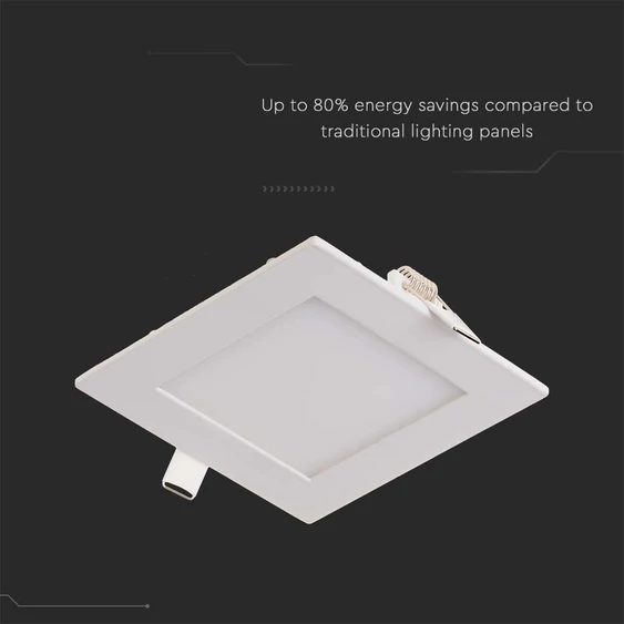 V-TAC süllyeszthető szögletes fémházas LED panel 6W hideg fehér - SKU 214865