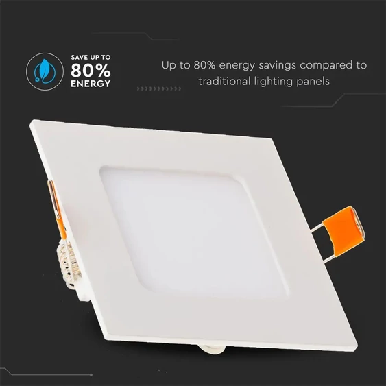 V-TAC süllyeszthető mennyezeti szögletes LED panel 6W hideg fehér - SKU 4865