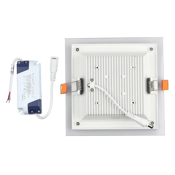 V-TAC süllyeszthető mennyezeti szögletes üveg LED panel 12W természetes fehér - SKU 6278