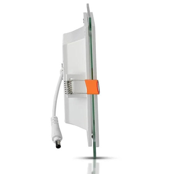 V-TAC süllyeszthető mennyezeti szögletes üveg LED panel 6W meleg fehér - SKU 4738