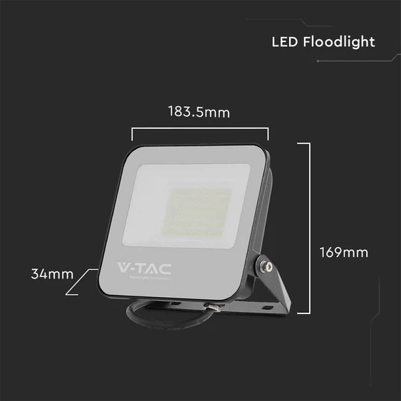 50W LED Floodlight Black Body 4000K 160LM/W