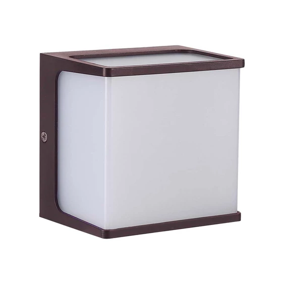 V-TAC szögletes 8W fali lámpa, IP65, Corten barna, meleg fehér - SKU 10282