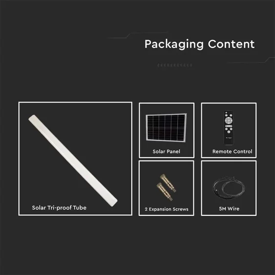 LED Solar Tri-Proof Light 12000mm 18W With Sensor and RF Control 3 in 1 IP65