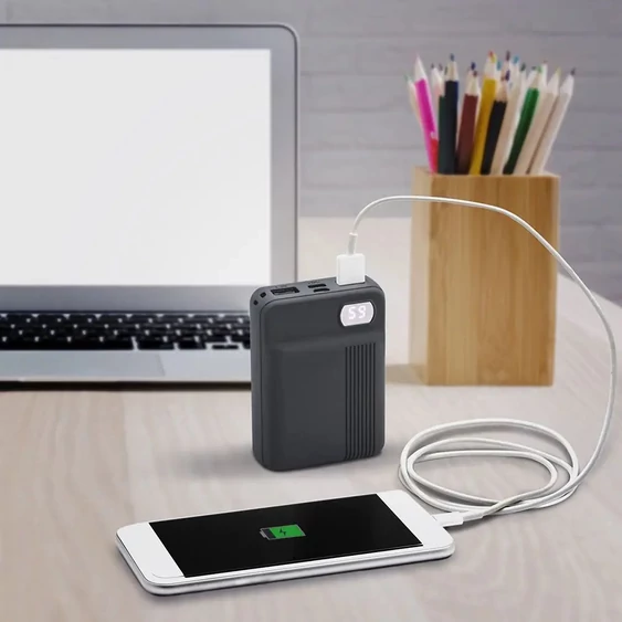 V-TAC szürke, 10000mAh powerbank, kijelzővel - SKU 8852