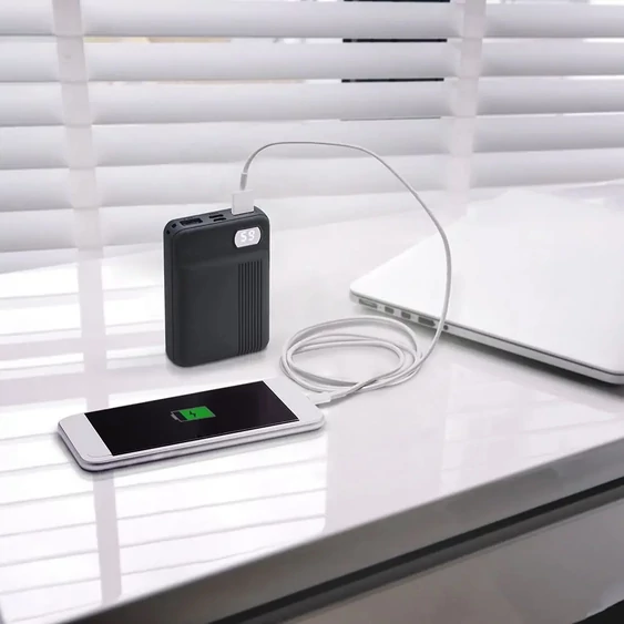 V-TAC szürke, 10000mAh powerbank, kijelzővel - SKU 8852