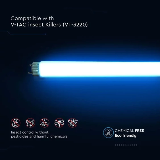 V-TAC T8 10W fénycső, SKU 11180 fali rovarcsapdához, 345mm hosszú - SKU 11216