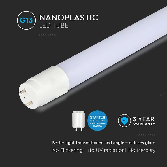 VT-152 22W T8 NANO PLASTIC TUBE(150CM)SAMSUNG CHIP 3000K (120LM/W)