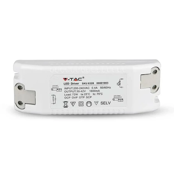 V-TAC tápegység 120 Lumen/Watt-os LED panelhez 72W - SKU 6328